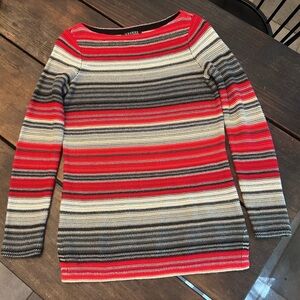 Ralph Lauren Red and Black Crew Neck Sweater with Stripes